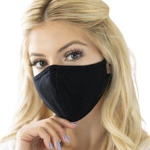 NEW Solid Black Reusable Face Mask for Adults